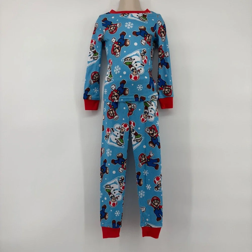Super Mario Bros Pajamas Set Size 4T Toddler Kids Snowman‎ Nintendo Soft